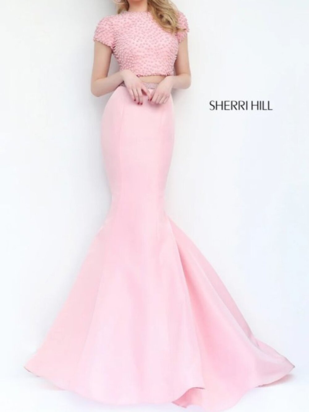 Sherri Hill pink two piece gown size 2 style 32248